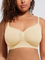 Cream seamless push-up lift bra for women with soft support and smooth everyday fit