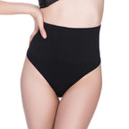 Black high waisted seamless thong shaper for women with smooth sculpting support