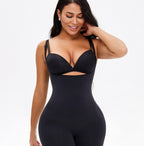 Black plus size shaper for women with bust support and seamless tummy control