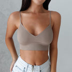 Grey seamless camisole support bra with soft stretch fabric and gentle lift