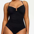 Ruched Halter One-Piece Swimsuit