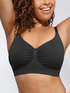 Black seamless lift bra for women with soft stretch fabric and push-up support