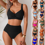 The PeechLove High Waisted Twist Bikini Set featuring a stylish twist-front bikini top perfect for beach days.