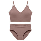Rose gold wireless bra set for women with matching seamless brief
