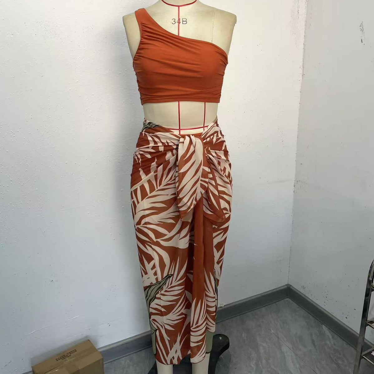 High-Waisted Solid-Color Bikini Set for Women