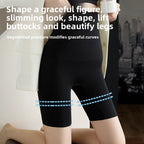 Black high-waist tummy control shorts with thigh smoothing and body contouring support