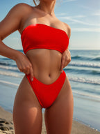 Textured Bandeau Bikini Set