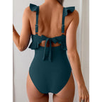 Ruffle V-Neck One-Piece Swimsuit