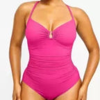 Ruched Halter One-Piece Swimsuit
