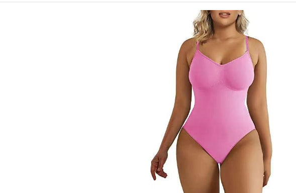 Women's Fashion Simple Seamless Body Shaping Breasted Elastic Jumpsuit