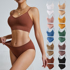 Brown wireless bra set for women with soft stretch fabric and matching brief