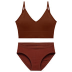 Brown wireless underwear set for women with everyday comfort fit