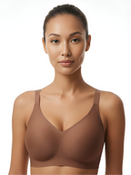 Brown backless push-up support bra for women with smooth lift and comfortable fit