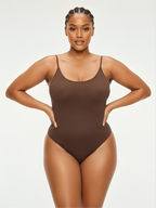 Brown soft shaping bodysuit for women with tummy control and smooth stretch comfort