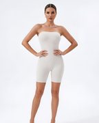 White strapless shorts shaper for women with tummy control and smooth sculpting fit