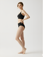 Side view of black wireless bra set with comfortable everyday support