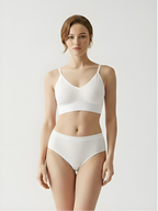 White wireless bra set for women with soft support and matching seamless brief