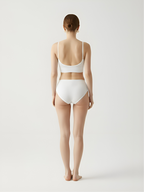 Back view of white wireless bra set with smooth everyday comfort