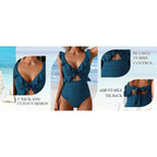 Ruffle V-Neck One-Piece Swimsuit
