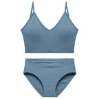 Blue wireless underwear set for women with smooth everyday fit
