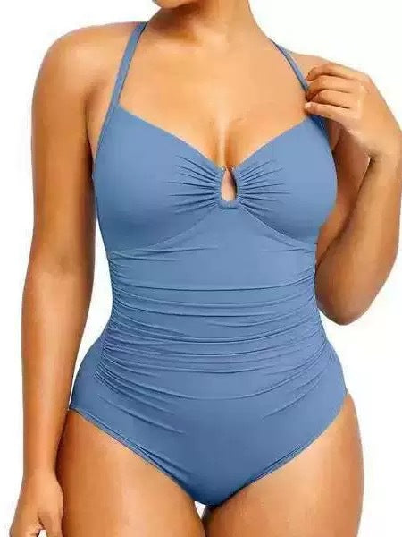Ruched Halter One-Piece Swimsuit