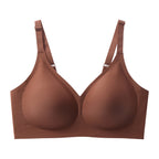 Brown backless push-up bra with seamless cups and soft everyday support