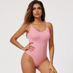 Pink seamless shaping bodysuit with comfortable support for everyday outfits