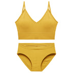 Yellow wireless underwear set for women with soft everyday support