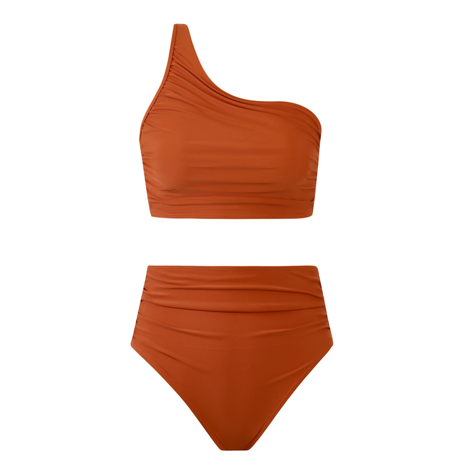 High-Waisted Solid-Color Bikini Set for Women