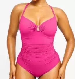 Ruched Halter One-Piece Swimsuit