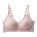Pink backless push-up bra with seamless cups and soft everyday support