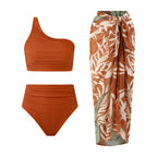 Girls day out at the beach in the High Waisted 3 Piece Bikini Set with Cover Up Skirt.