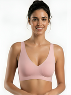 Pink seamless full-cup comfort bra for women with smooth everyday support
