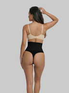 Black seamless thong underwear back view
