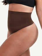 Brown seamless thong underwear side view