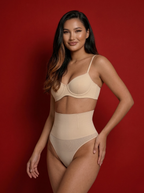 Nude seamless high-waist thong underwear for women