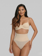 Nude seamless high-waist thong front view