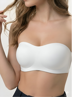 White strapless push-up bra for women with comfortable seamless fit